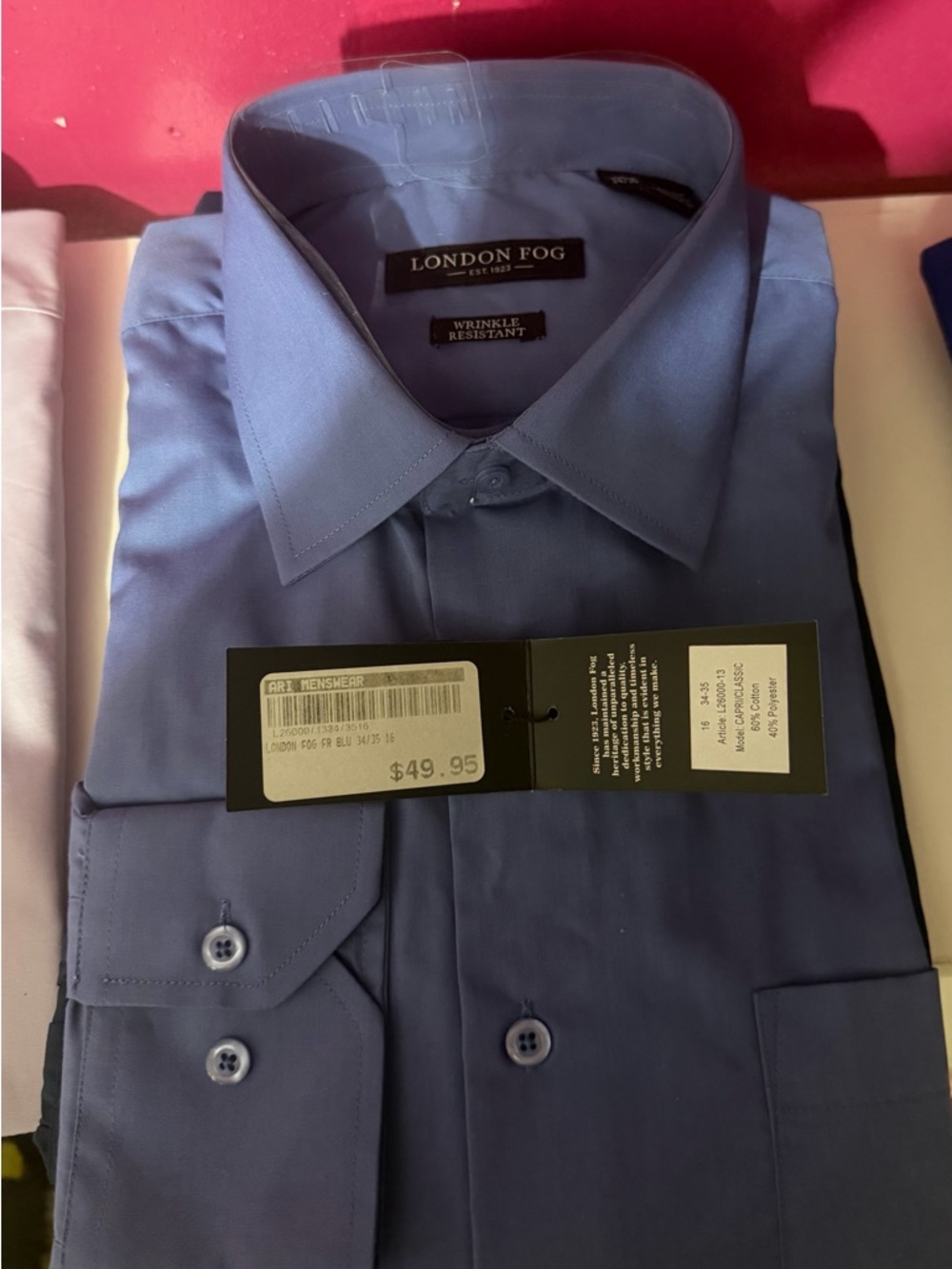 London Fog Men’s Classic Dress Shirt in Blue